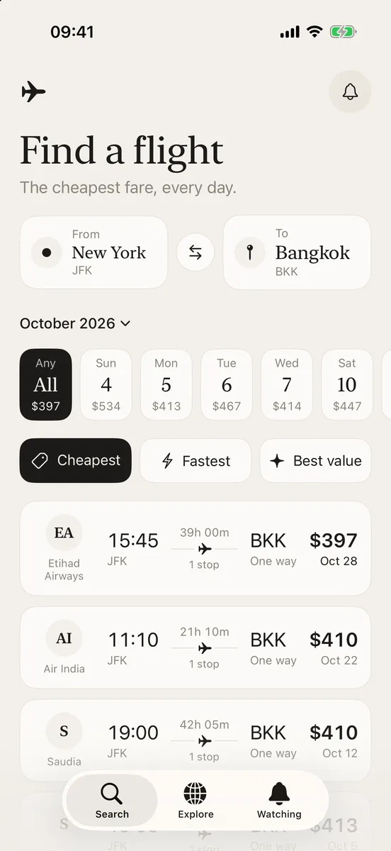 Faro: the cheapest fare for every day of the month