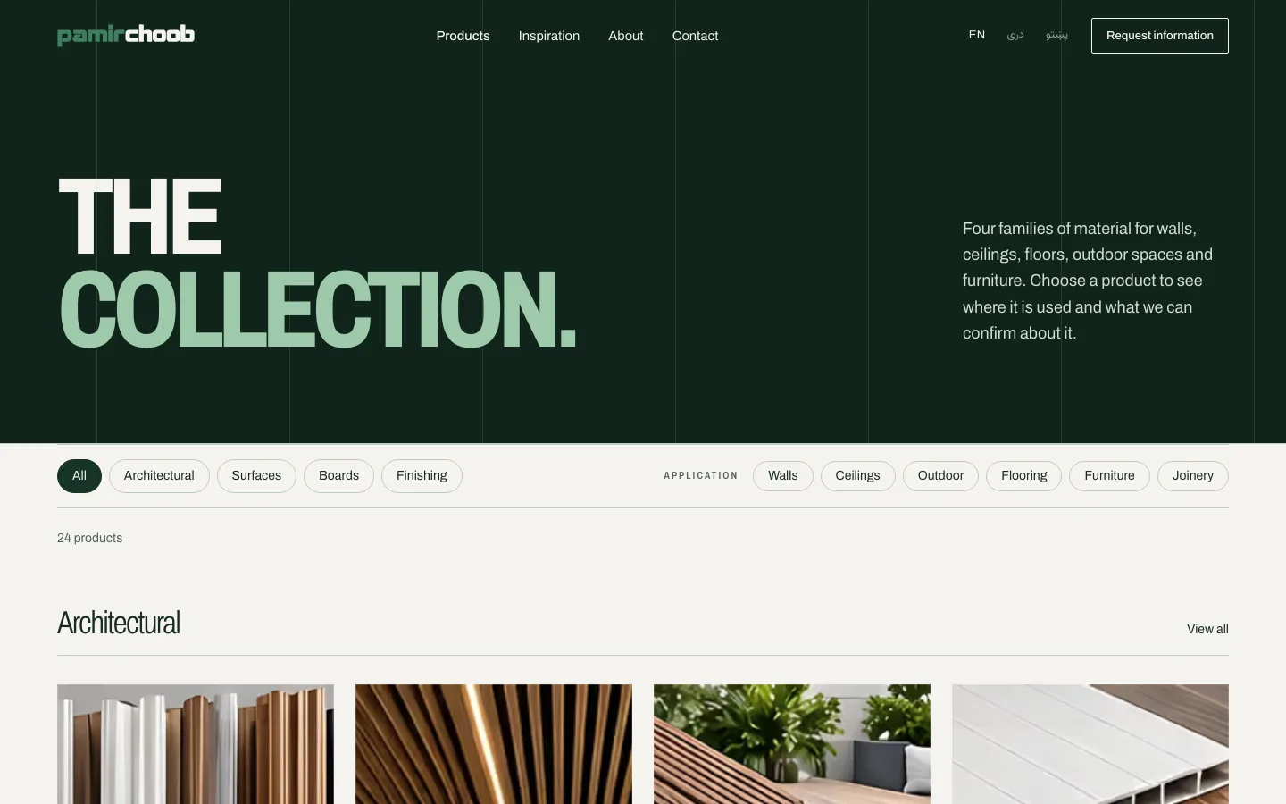 The collection: filter four families of material by use